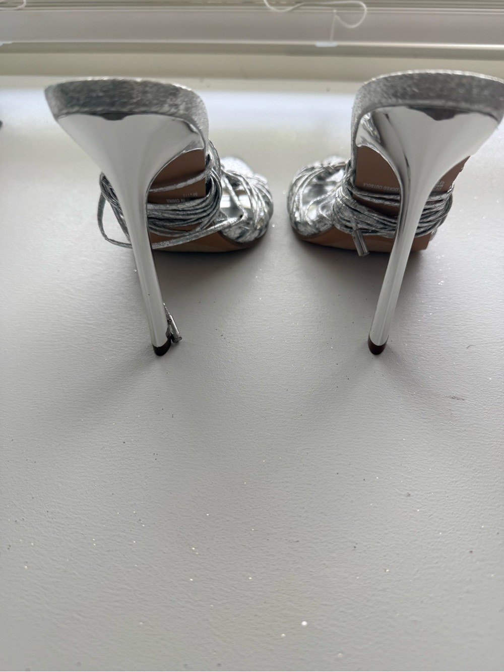 Steve Madden Zaya Metallic Silver Strappy Pointed Stiletto Heels - Picture 4 of 7